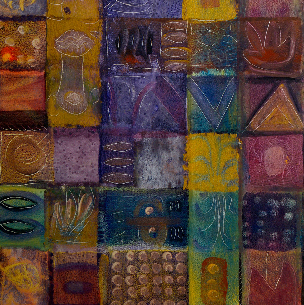 Thumbnail: Detail 2, close up of "Moonberry Stew" Art Print from original outsider art by Justin Potts