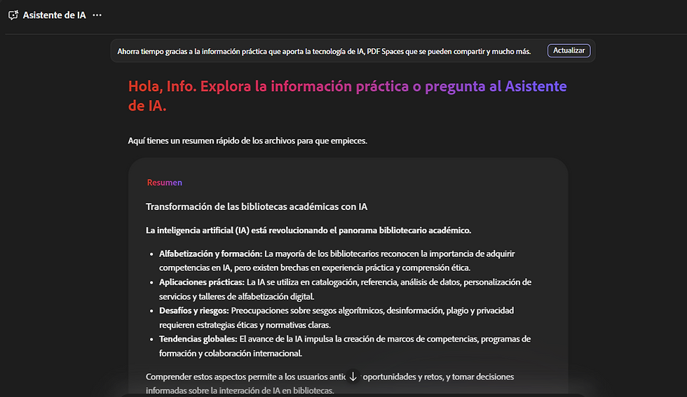 Uso de IA en la extensión de Adobe Acobat web