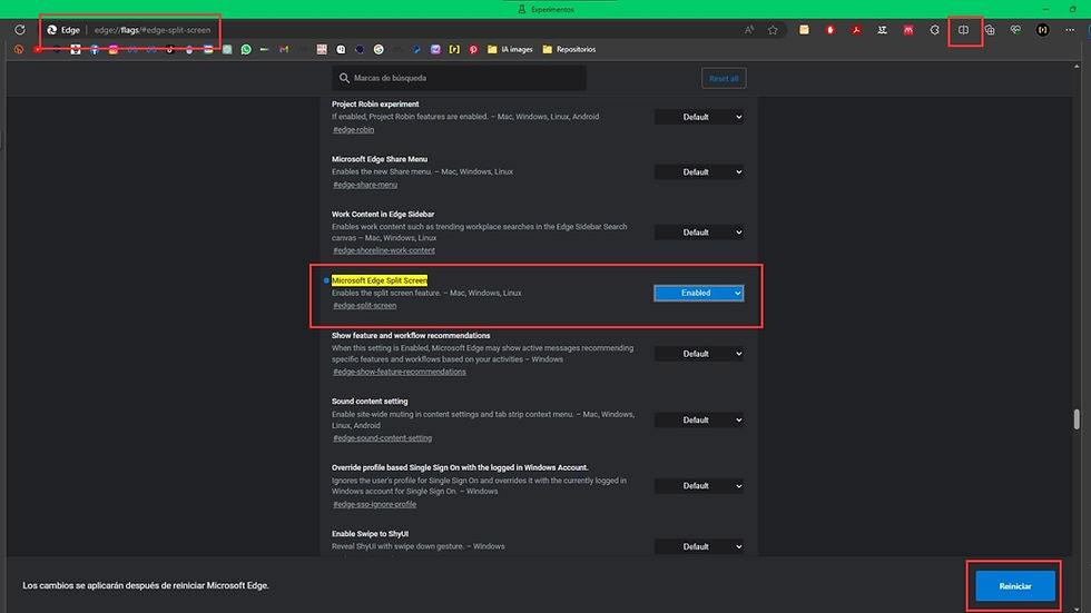 Activar pantalla dividida en Microsoft Edge