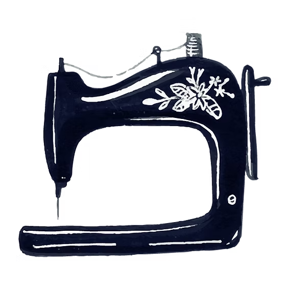 Logo of The Cotton Ball featuring a graphic of a sewing machine, symbolizing creativity and textile craftsmanship.