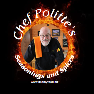 Chef Politte's Seasonings and Spices logo with a portrait of Chef Politte.