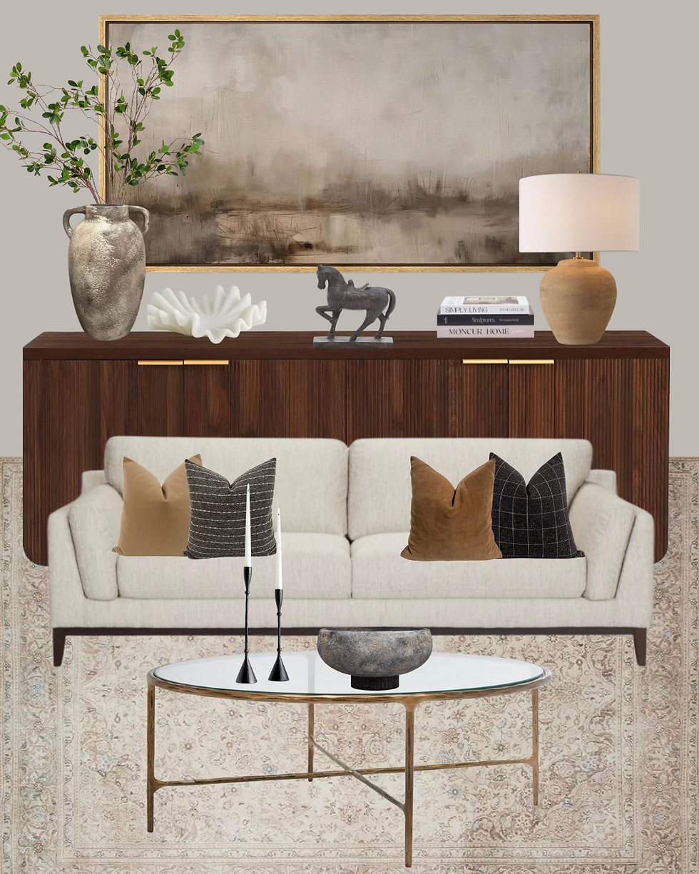 Living room with a white sofa