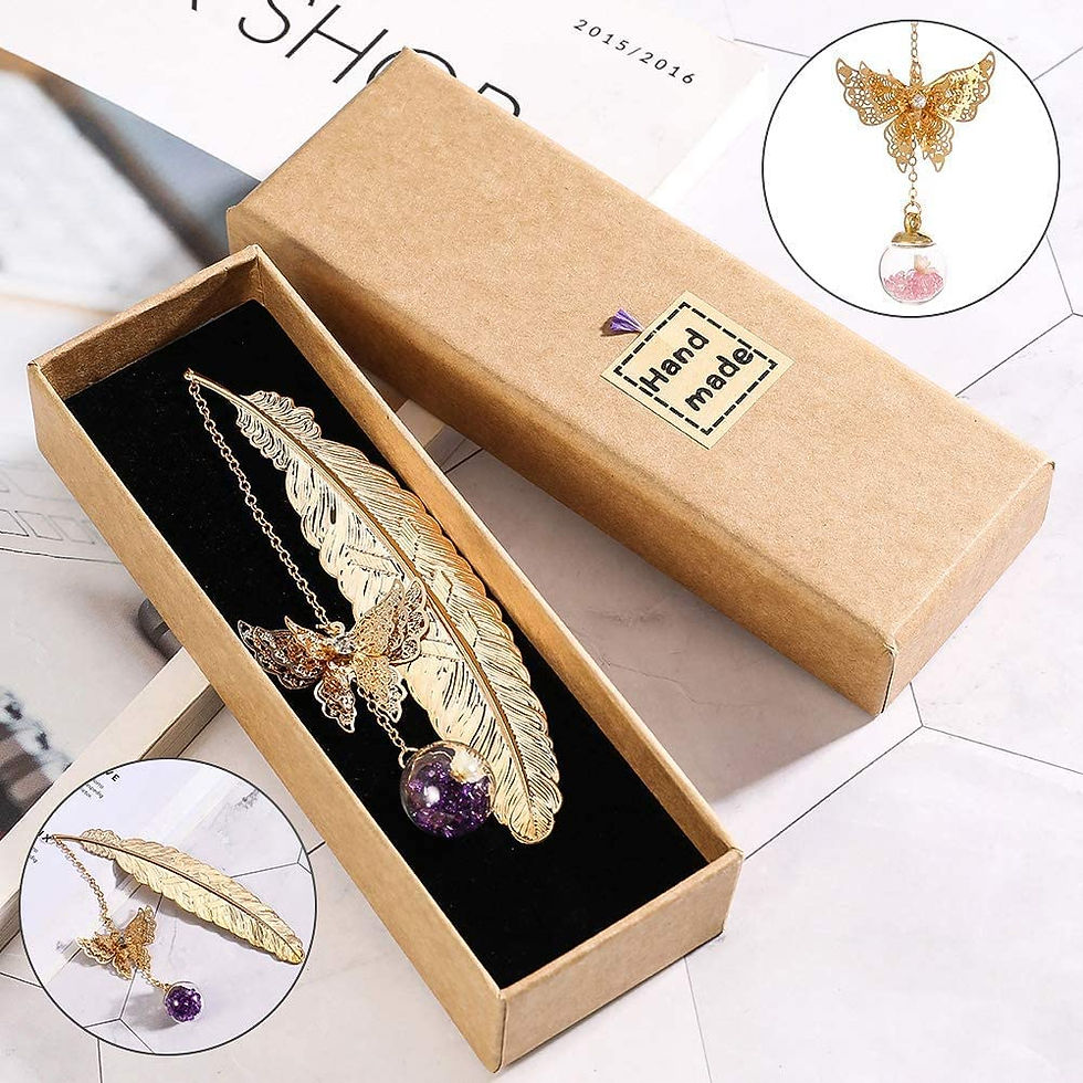 Thumbnail: Feather Metal Bookmark Vintage Gift: Creative Book Mark with Butterfly Eternal 