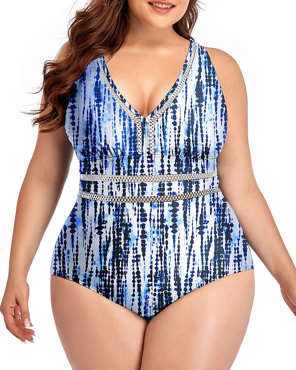 Thumbnail: Daci Women Plus Size One Piece Swimsuits Sexy V Neck Backless Bathing Suit