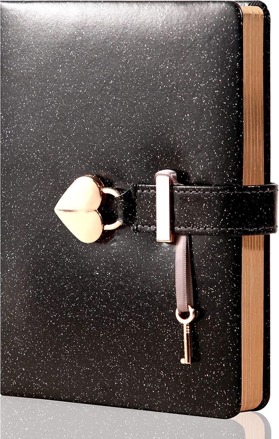 Thumbnail: CAGIE Heart-Shaped Lock Diary with Key Leather Journal Diary with Lock for Girl