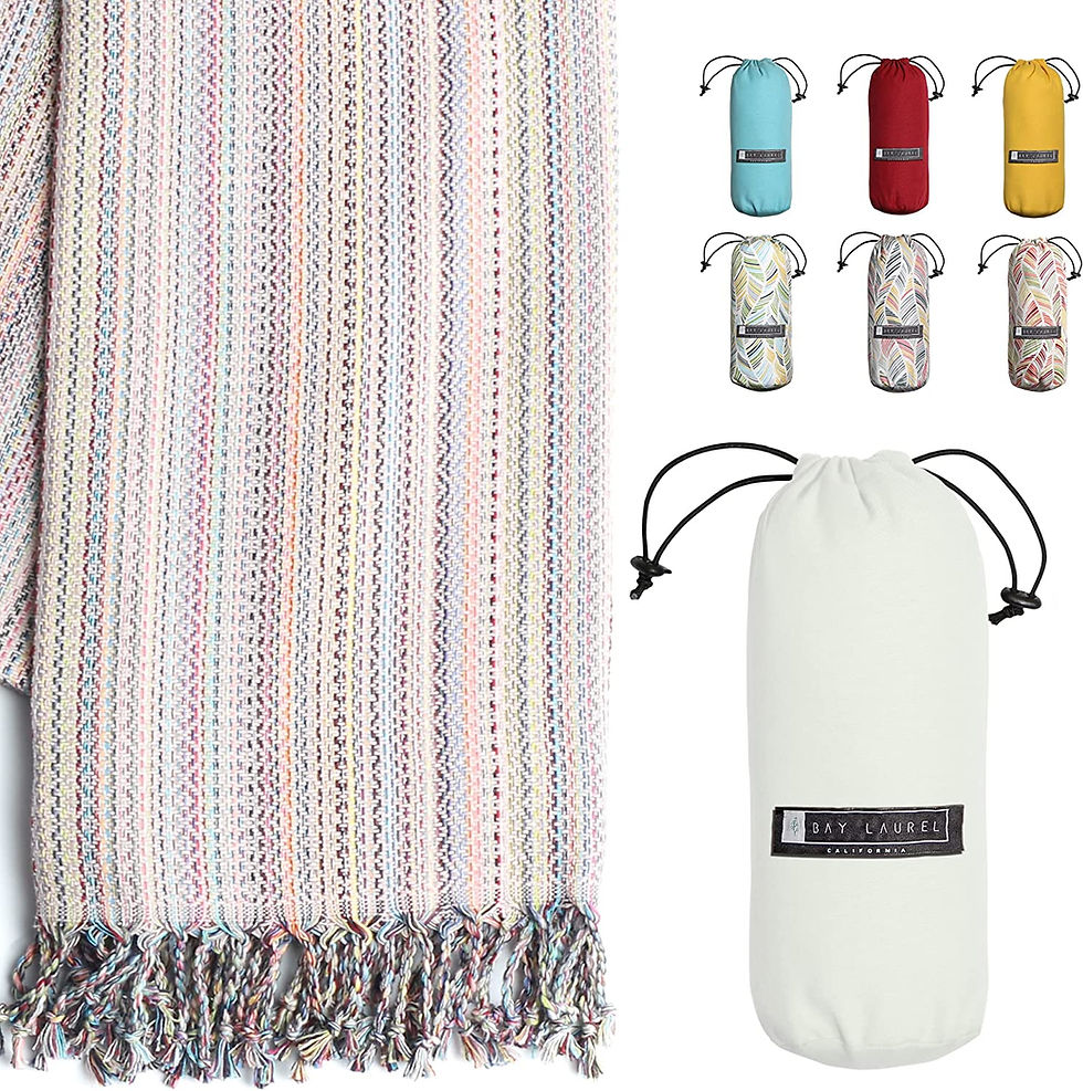 Thumbnail: BAY LAUREL Turkish Beach Towel with Travel Bag 39 x 71 Quick Dry Sand Free Ligh