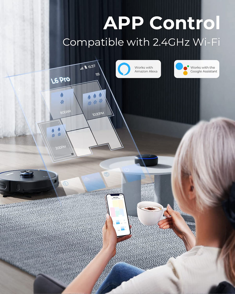 Thumbnail: Laresar Robot Vacuum and Mop with Auto Dirt Disposal, Max 3500pa Suction, App C
