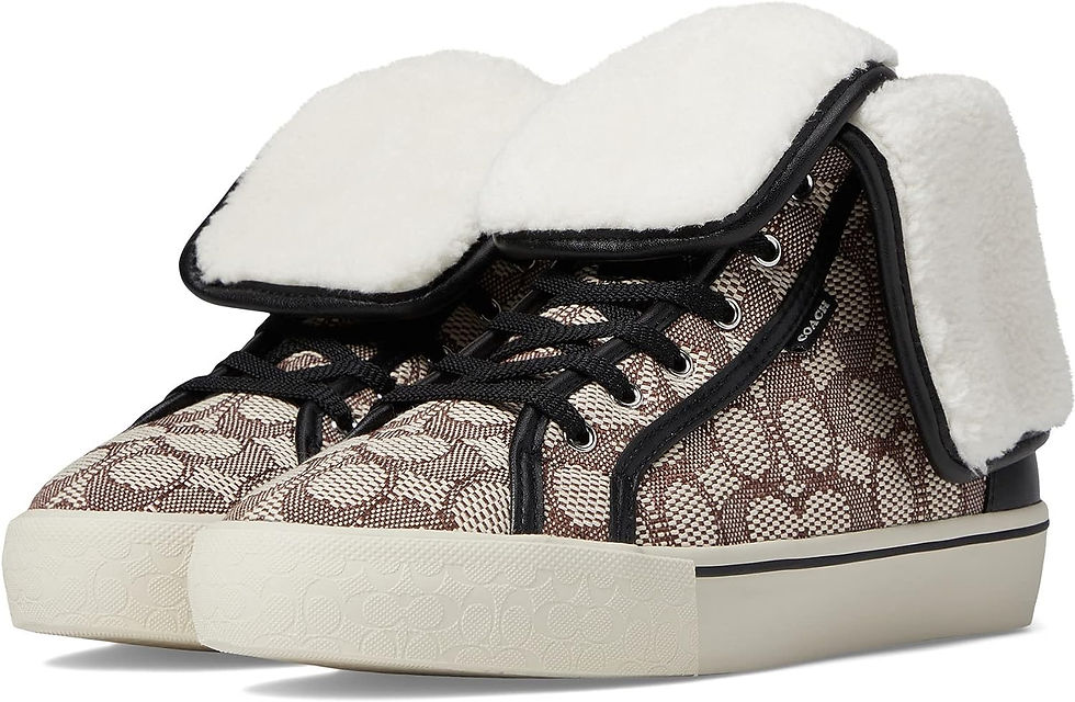 Thumbnail: COACH Citysole Textured Jacquard Fold-Over High-Top Platform Cocoa/Black 5.5 B 