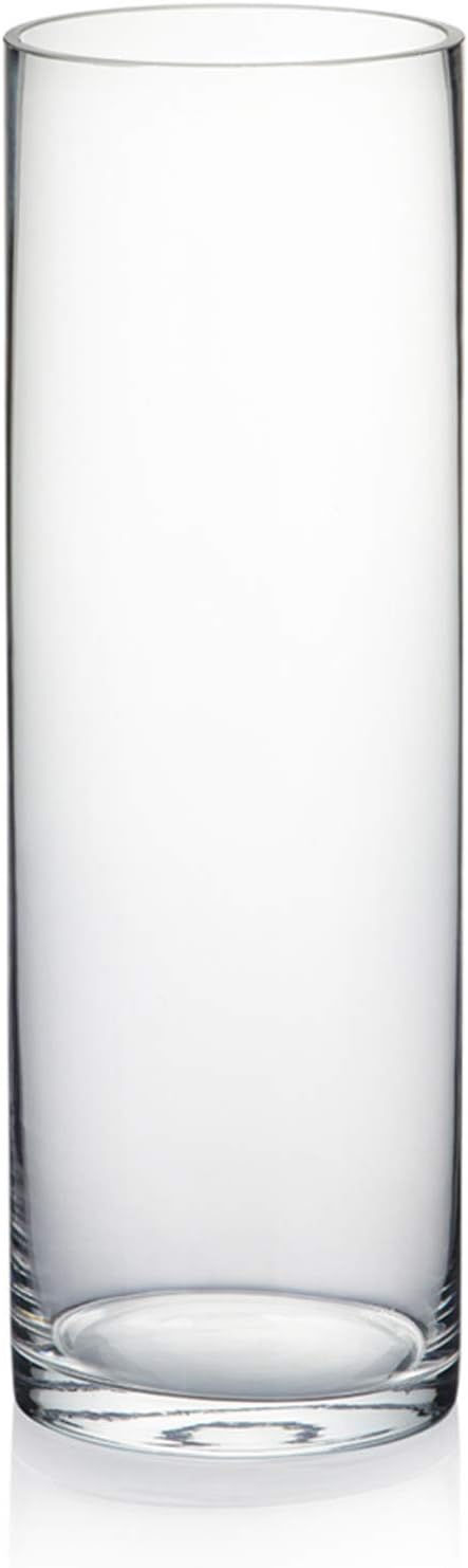 Thumbnail: WGVI Cylinder Vase, 4" W x 12" H, Floral Container, Flower Vases, Glass Candle 