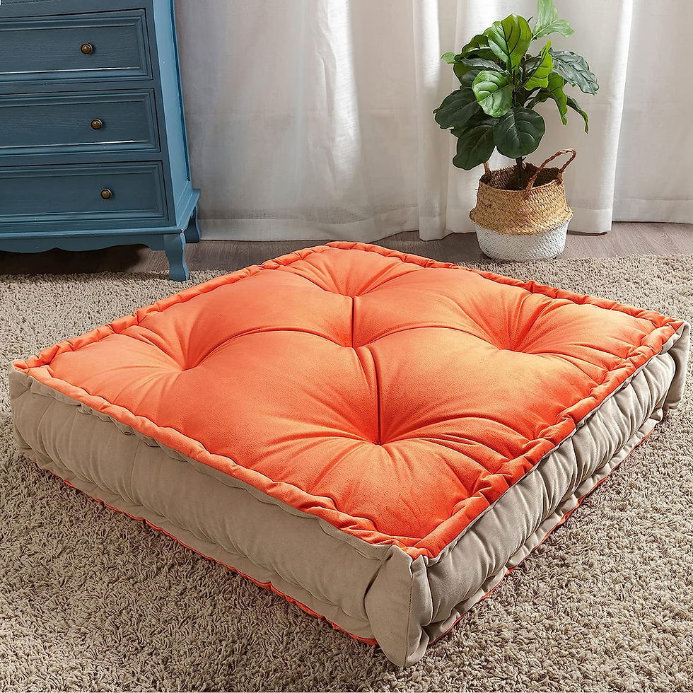 Thumbnail: HIGOGOGO Extra Large Floor Pillow, Square Tufted Floor Cushion with Frilled Edg