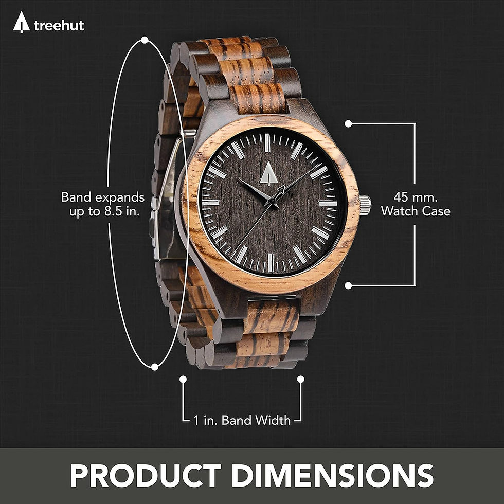 Thumbnail: treehut Wooden Watch for Men with Adjustable Band and Stainless Steel Clasp –