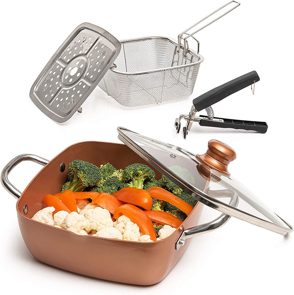 Thumbnail: Moss & Stone Copper 5 Piece Set Chef Cookware, Non Stick Pan, Deep Square Pan, 