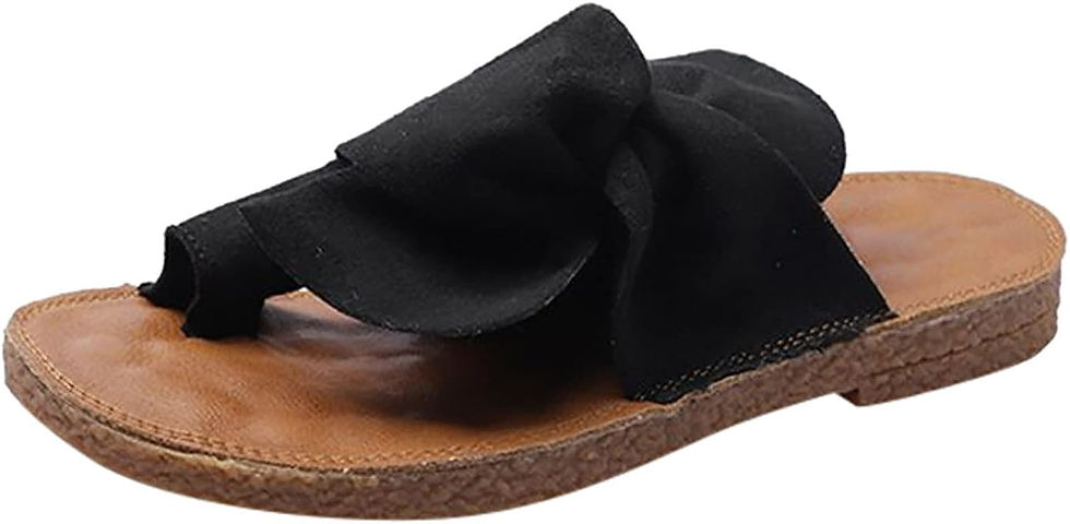 Thumbnail: Bowknot Toe Ring Flat Slides for Women Casual Sandals Beach Shoes Boho Slippers