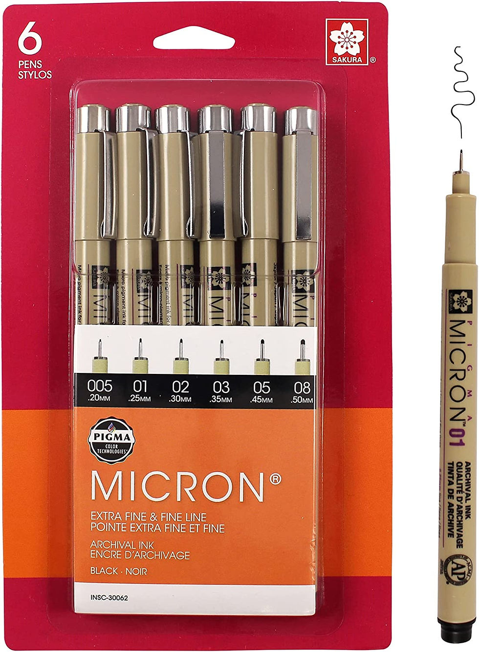 Thumbnail: SAKURA Pigma Micron Fineliner Pens - Archival Black Ink Pens - Pens for Writing