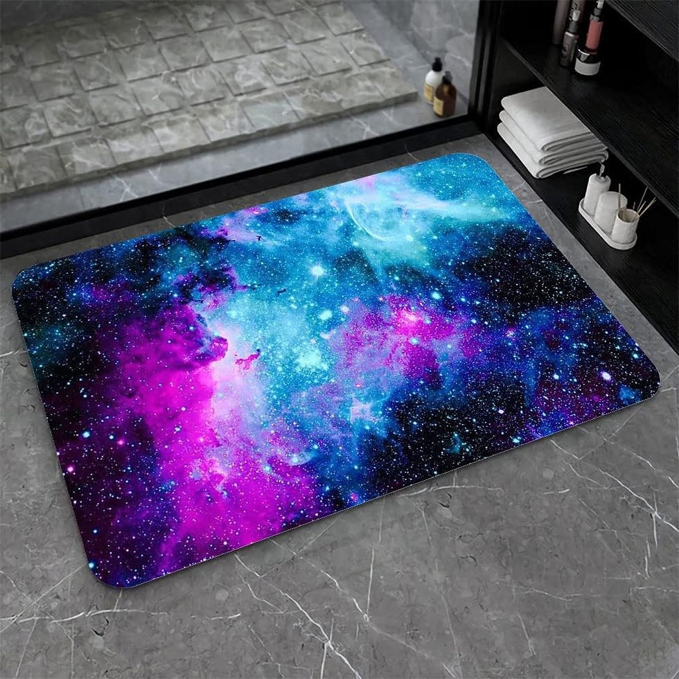 Thumbnail: Diatomaceous Earth Bath Mat,Black Grey Gold Marble Texture Non-Slip Volume Supe