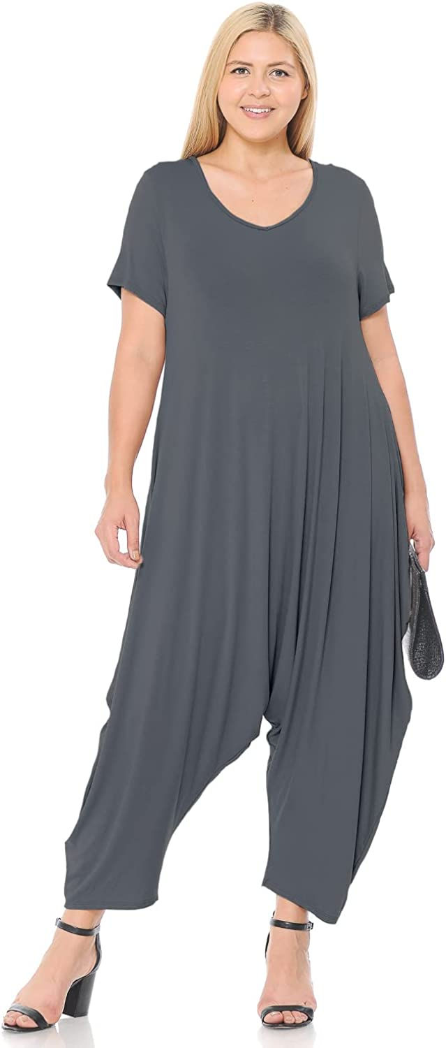 Thumbnail: Pastel by Vivienne Women's Short Sleeve Harem Jumpsuit Plus Size