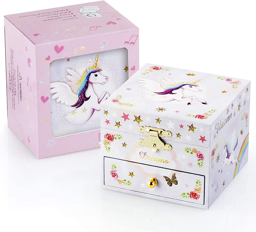 Thumbnail: RR ROUND RICH DESIGN Kids Musical Jewelry Box for Girls with Drawer and Jewelry