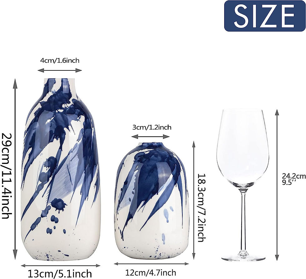 Thumbnail: TERESA'S COLLECTIONS Modern Ceramic Vase, Home Decor Accents, Navy Blue and Whi