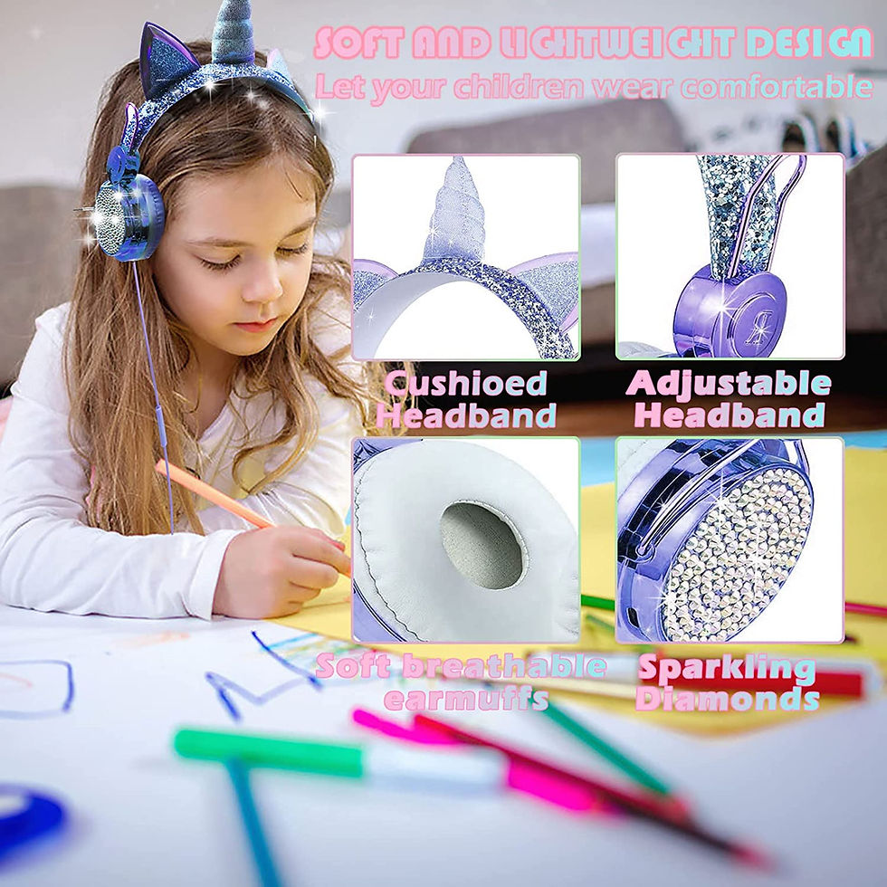 Thumbnail: SVYHUOK Unicorn Kids Headphones for Girls Children Teens,Cute Cat Ear Wired Hea