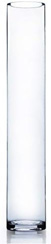 Thumbnail: WGVI Cylinder Vase, 4" W x 12" H, Floral Container, Flower Vases, Glass Candle 