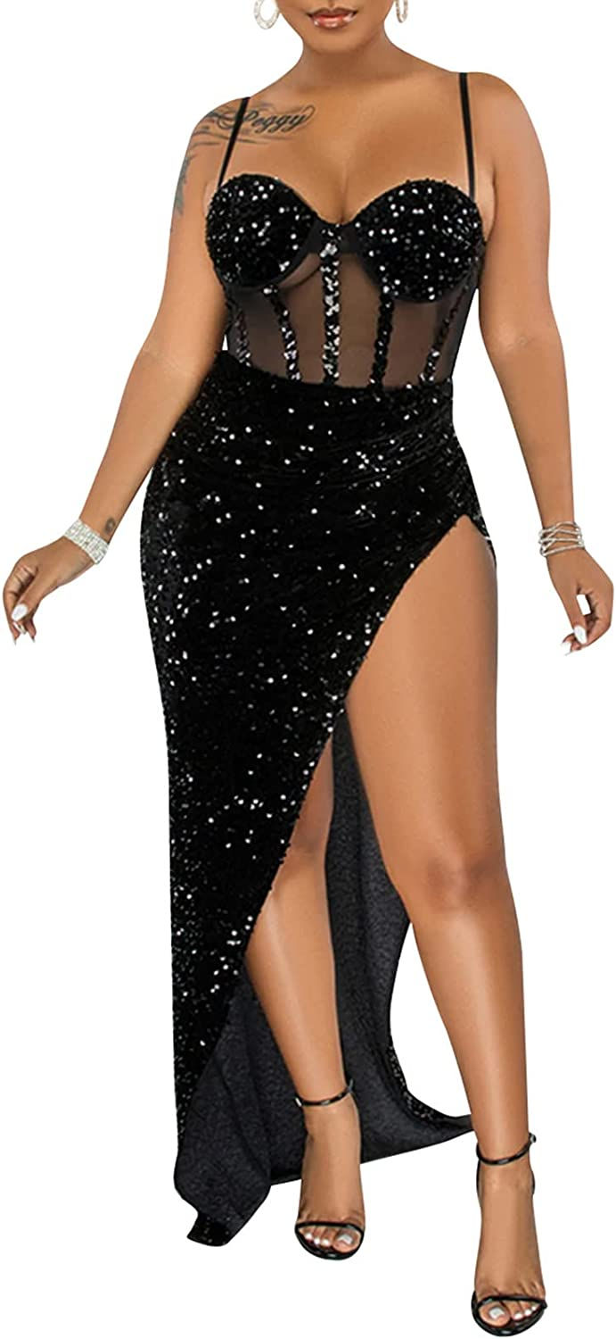 Thumbnail: chicyes Women's Sexy Sequin Rhinestone Sparkly Bodycon Club Night Birthday Part