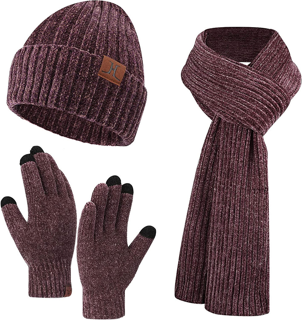 Thumbnail: Womens Winter Knit Warm Hat Beanie+Long Scarf+Touch Screen Gloves Set Skull Cap