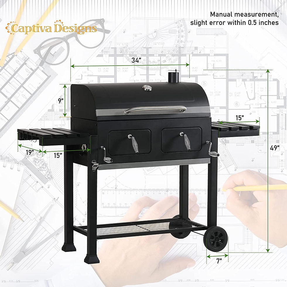 Thumbnail: Captiva Designs Extra Large Charcoal BBQ Grill with Oversize Cooking Area(794 s