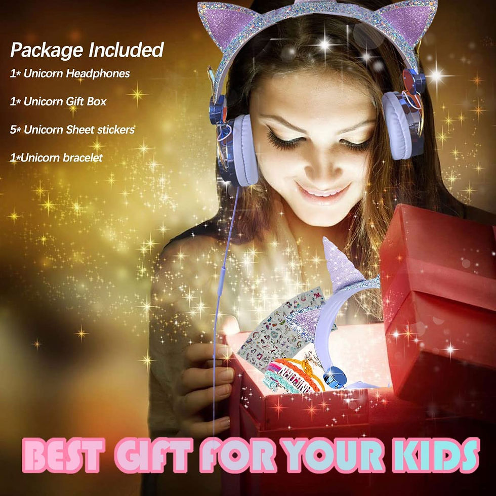 Thumbnail: SVYHUOK Unicorn Kids Headphones for Girls Children Teens,Cute Cat Ear Wired Hea