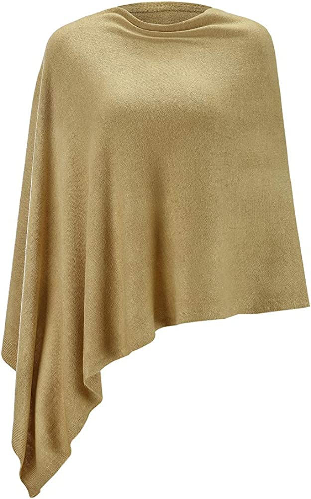 Thumbnail: Women Ponchos Sweater Versatile Lightweight Solid Knitted Shawl Wrap Scarf Cape