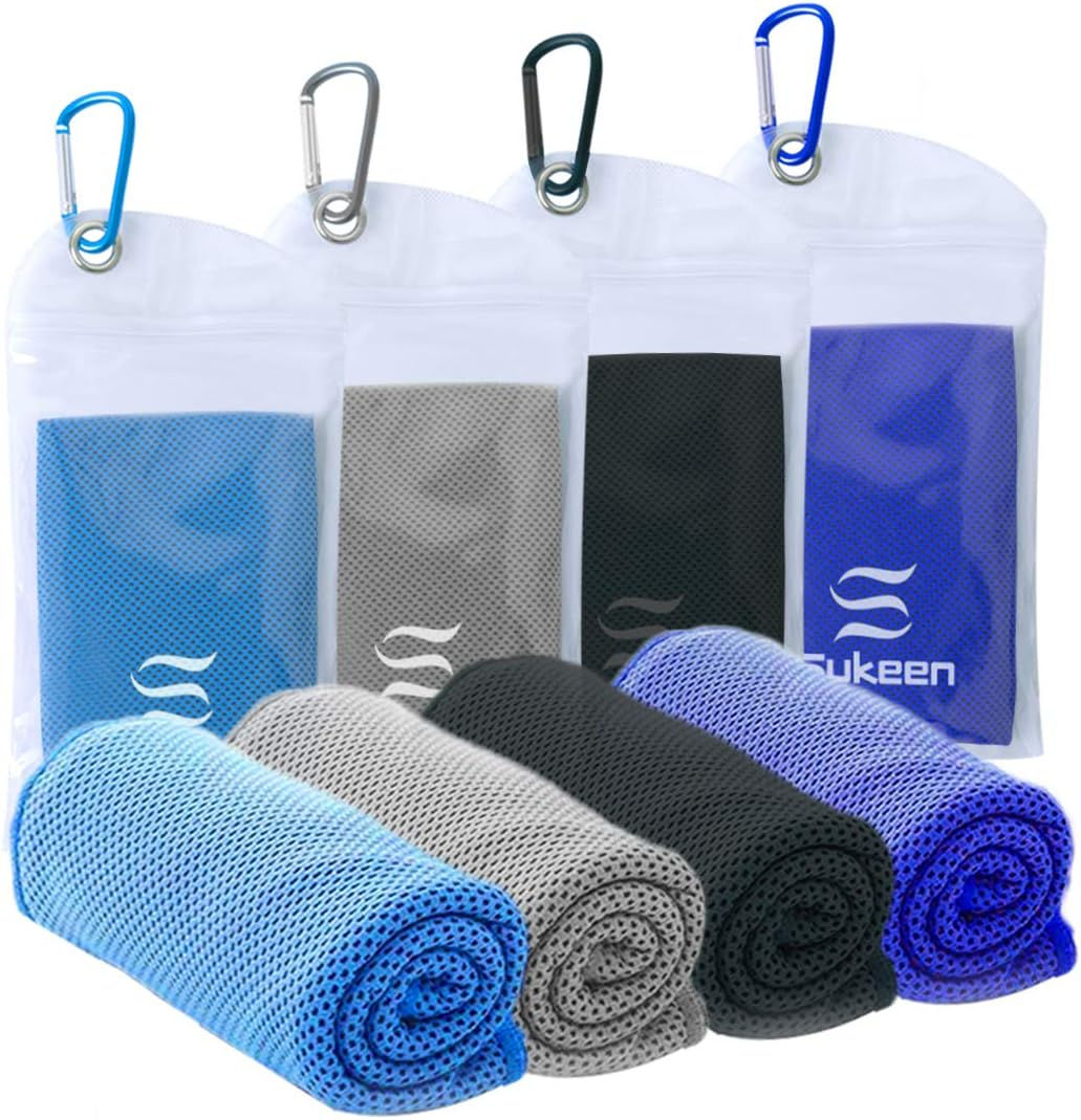 Sukeen [4 Pack] Cooling Towel (40"x12"),Ice Towel,Soft Breathable Chilly Towel,