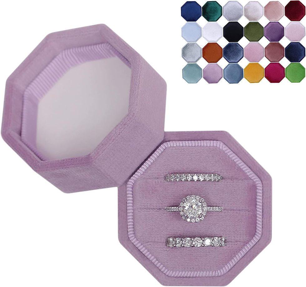 Thumbnail: BLUTETE Velvet 3 Slots Jewelry Ring Box Engagement Wedding Box Keepsake Box Bri