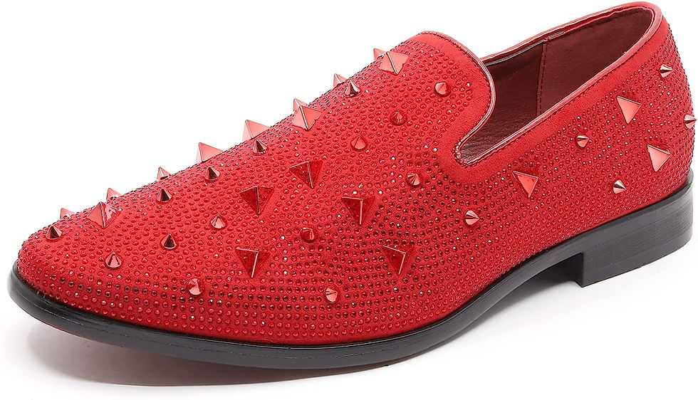Thumbnail: Men's Vintage Spike Rhinestone Designer Classic Smoking Dress Tuxedo Loafers Sl