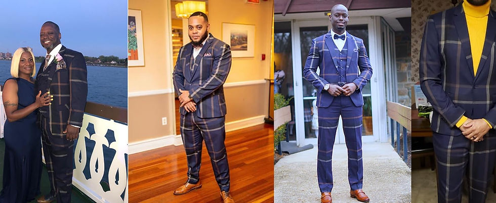 Thumbnail: MAGE MALE Men’s Plaid Suit Slim Fit 3-Piece Leisure Suit One Button Blazer Dr