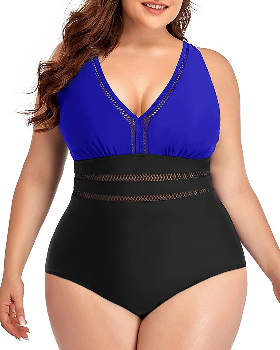 Thumbnail: Daci Women Plus Size One Piece Swimsuits Sexy V Neck Backless Bathing Suit