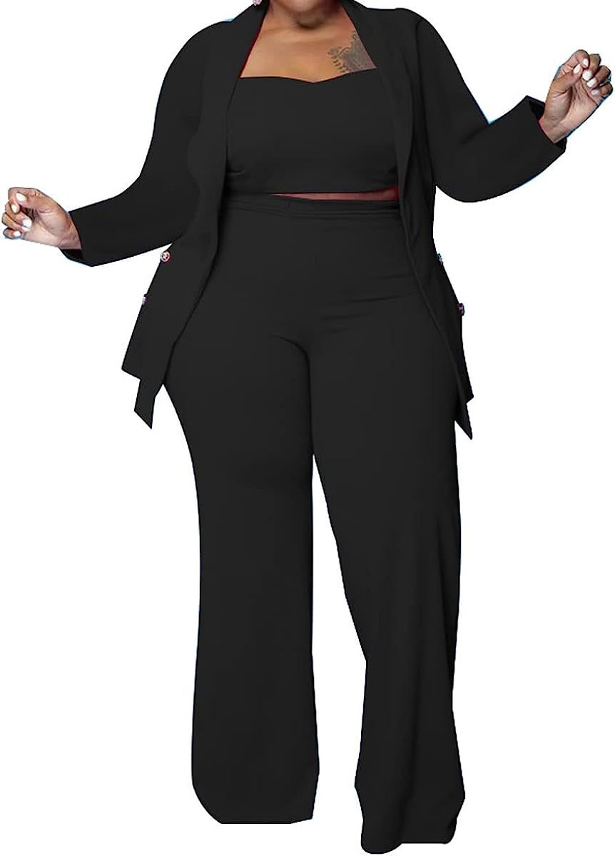 Thumbnail: ThusFar Plus Size 2 Piece Outfits for Women Blazer Top Long Sleeve Long Pants S