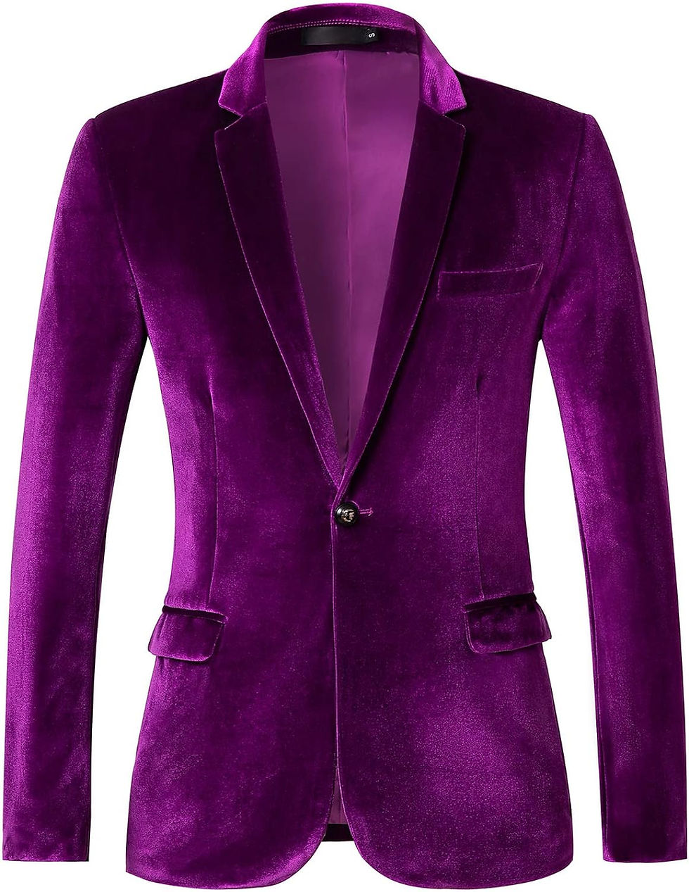 Thumbnail: RONGKAI Mens Velvet Blazer Slim Fit Fashion Suit Jacket for Wedding Prom Dinner