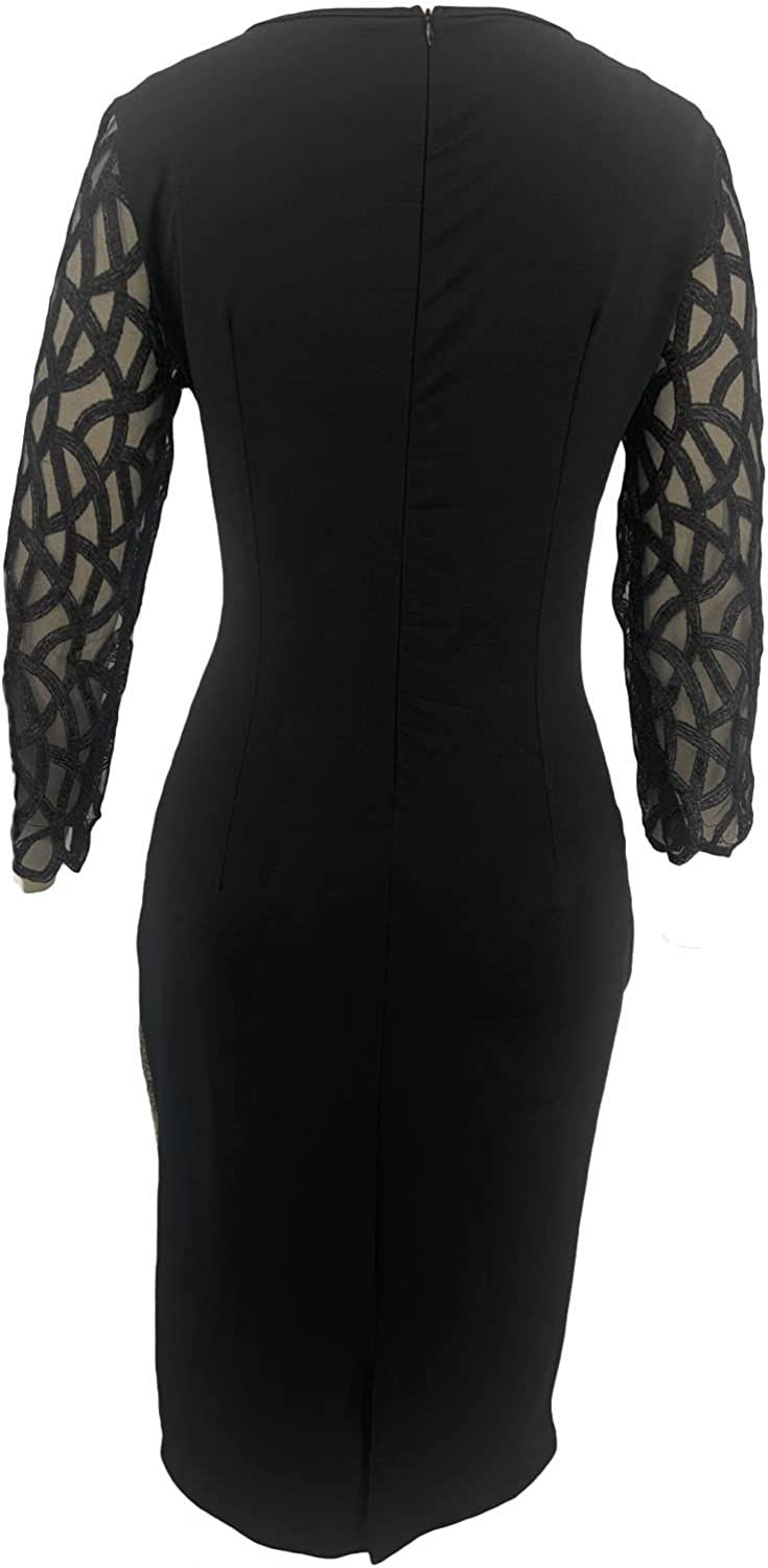 Thumbnail: Mwardrobe Plus Size Sequin Dress for Women 3/4 Sleeve Crewneck Sparkle Glitter 
