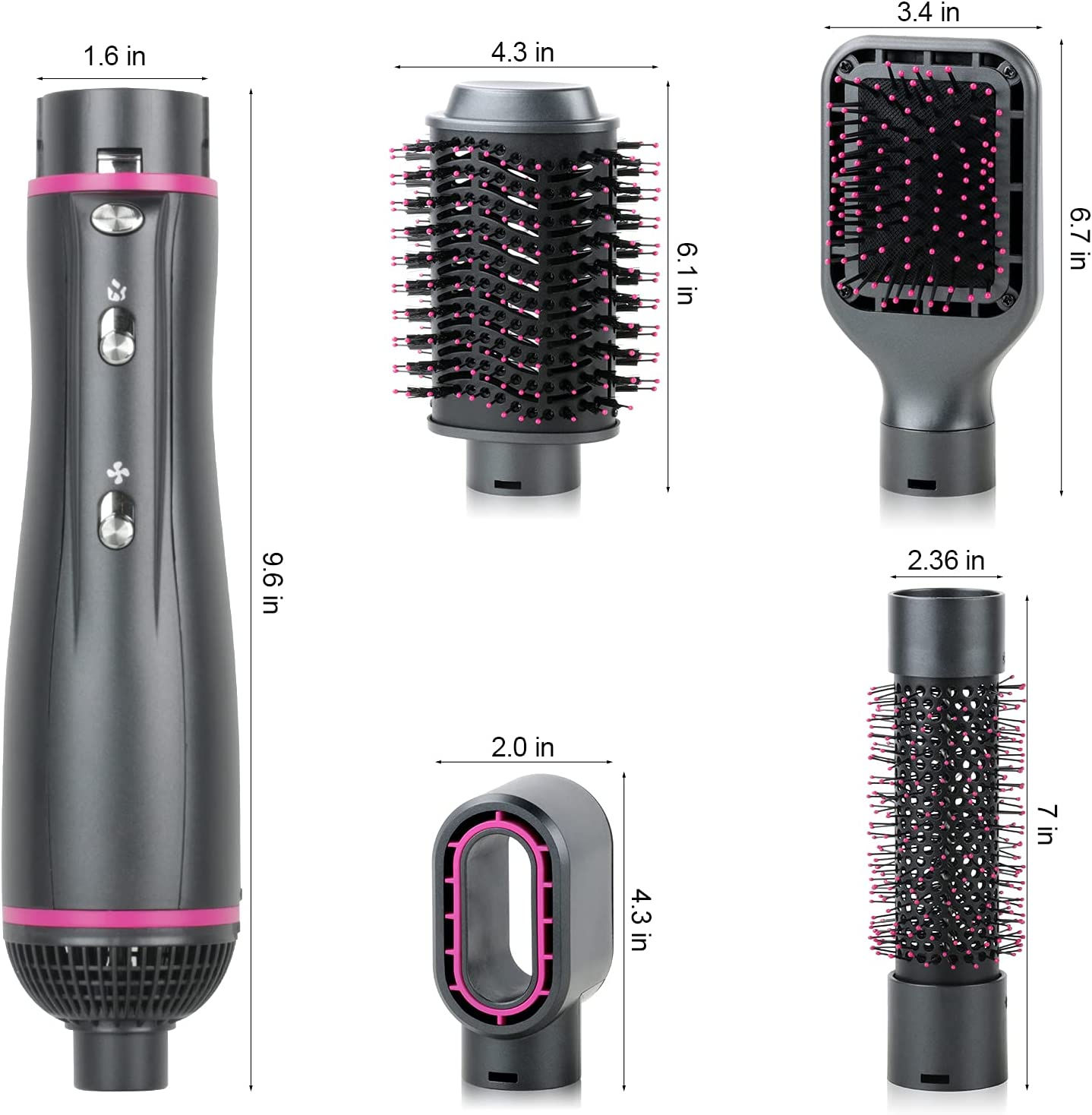 Hair Dryer Brush, 4 in 1 Detachable Blow Dryer & Volumizer Styler Hot Air Brush