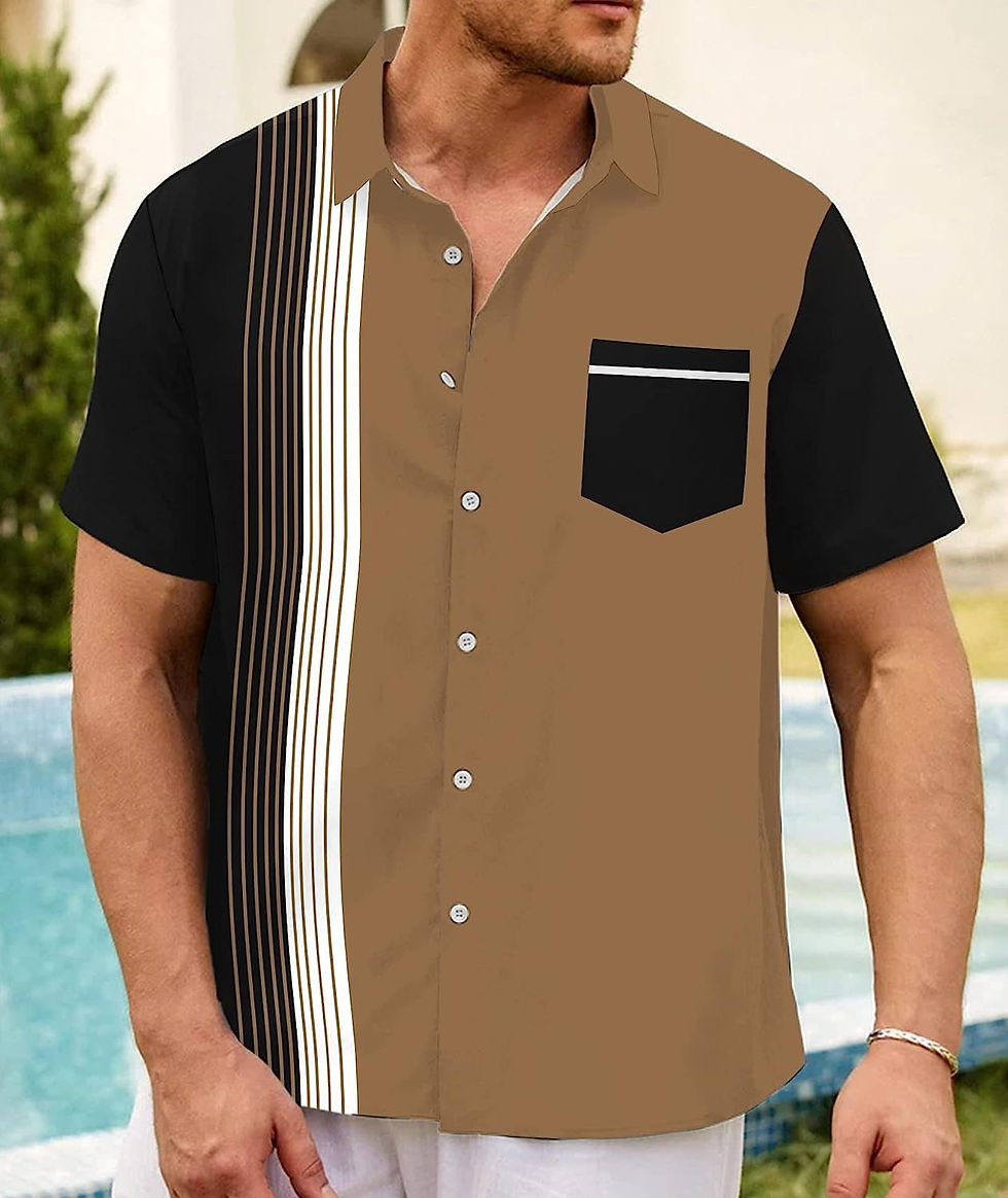 Thumbnail: Deer Lady Mens Bowling Shirt 1950s Retro Print Hawaiian Shirts Short Sleeve Cas