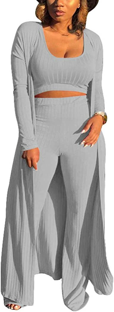 Thumbnail: HANMAX Women's Tracksuit Winter Autumn Knitted Long-sleeved Blazer Coat Tank Lo