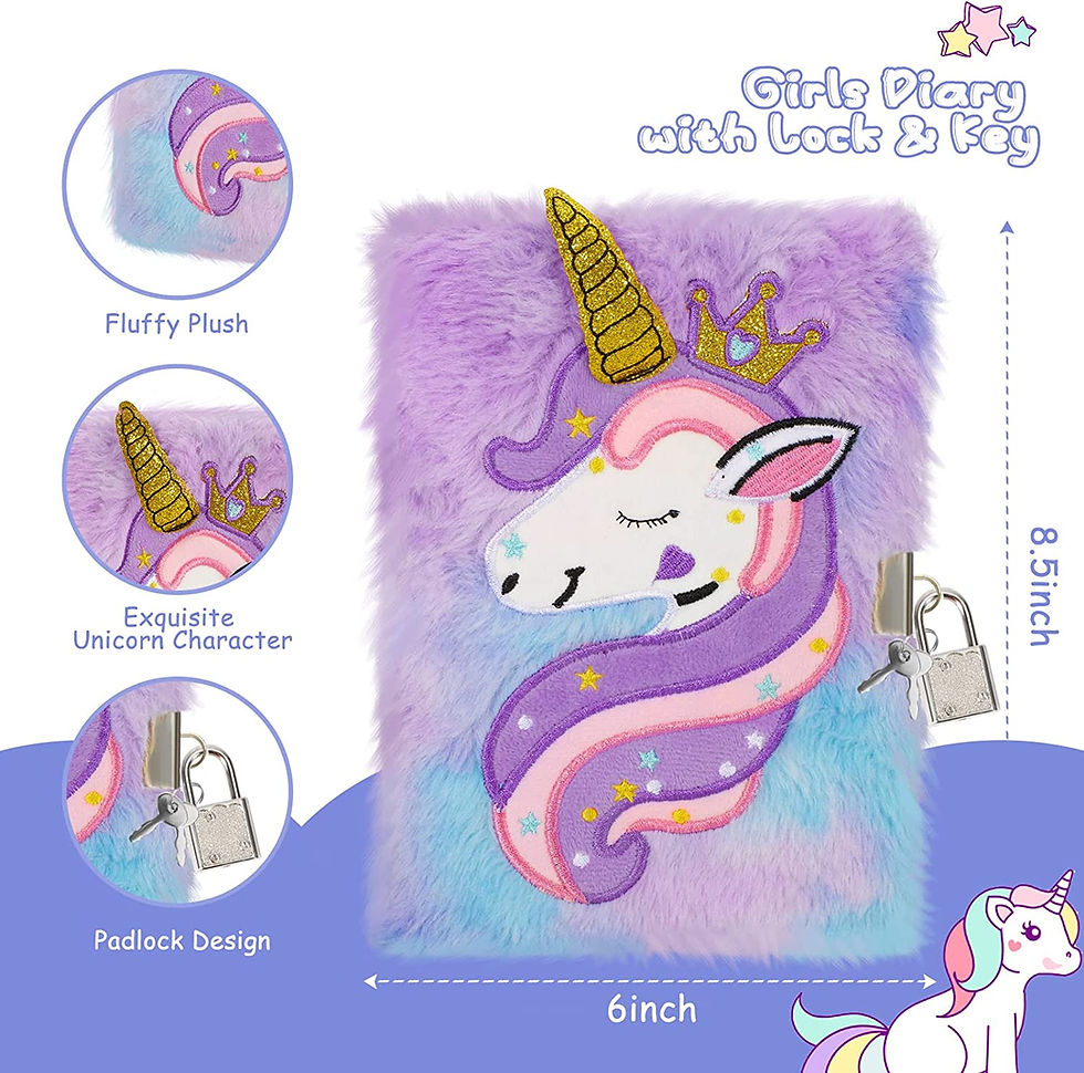 Thumbnail: homicozy Kids Unicorn Diary with Lock and Key,Tie-Dye Fuzzy Journal for Girls A
