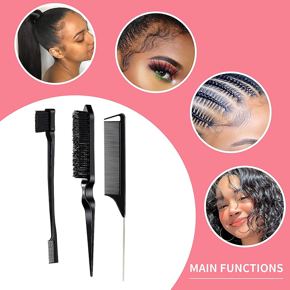 Thumbnail: 3 Pieces Hair Styling Comb Set Teasing Hair Brush Rat Tail Comb Edge Brush for 