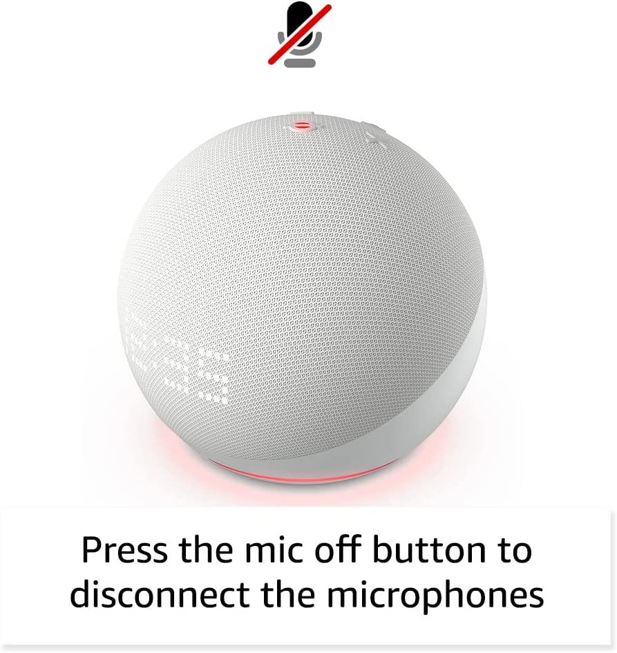 Thumbnail: All-New Echo Dot (5th Gen, 2022 release) with Clock | Glacier White with Made f