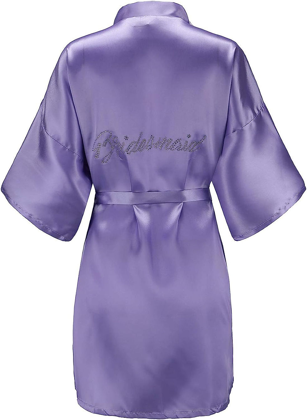 Thumbnail: EPLAZA Women's One Size Silver Rhinestones Bride Bridesmaid Short Satin Robes f