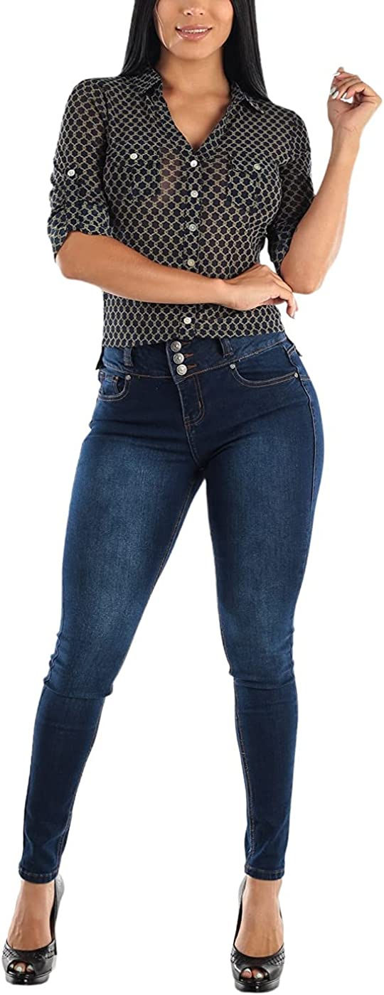 Thumbnail: Moda Xpress High Waisted Butt Lifting Jeans for Women - Colombian Design Jeans 