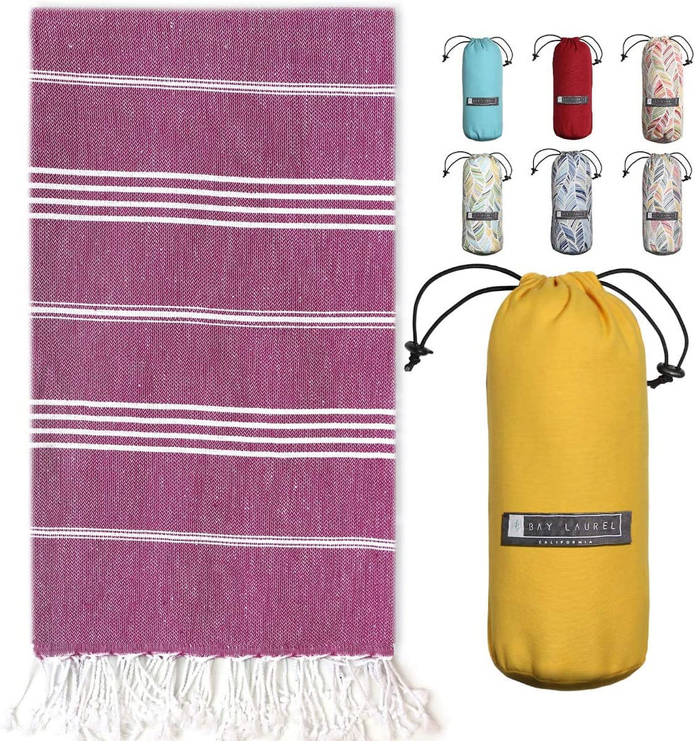 Thumbnail: BAY LAUREL Turkish Beach Towel with Travel Bag 39 x 71 Quick Dry Sand Free Ligh