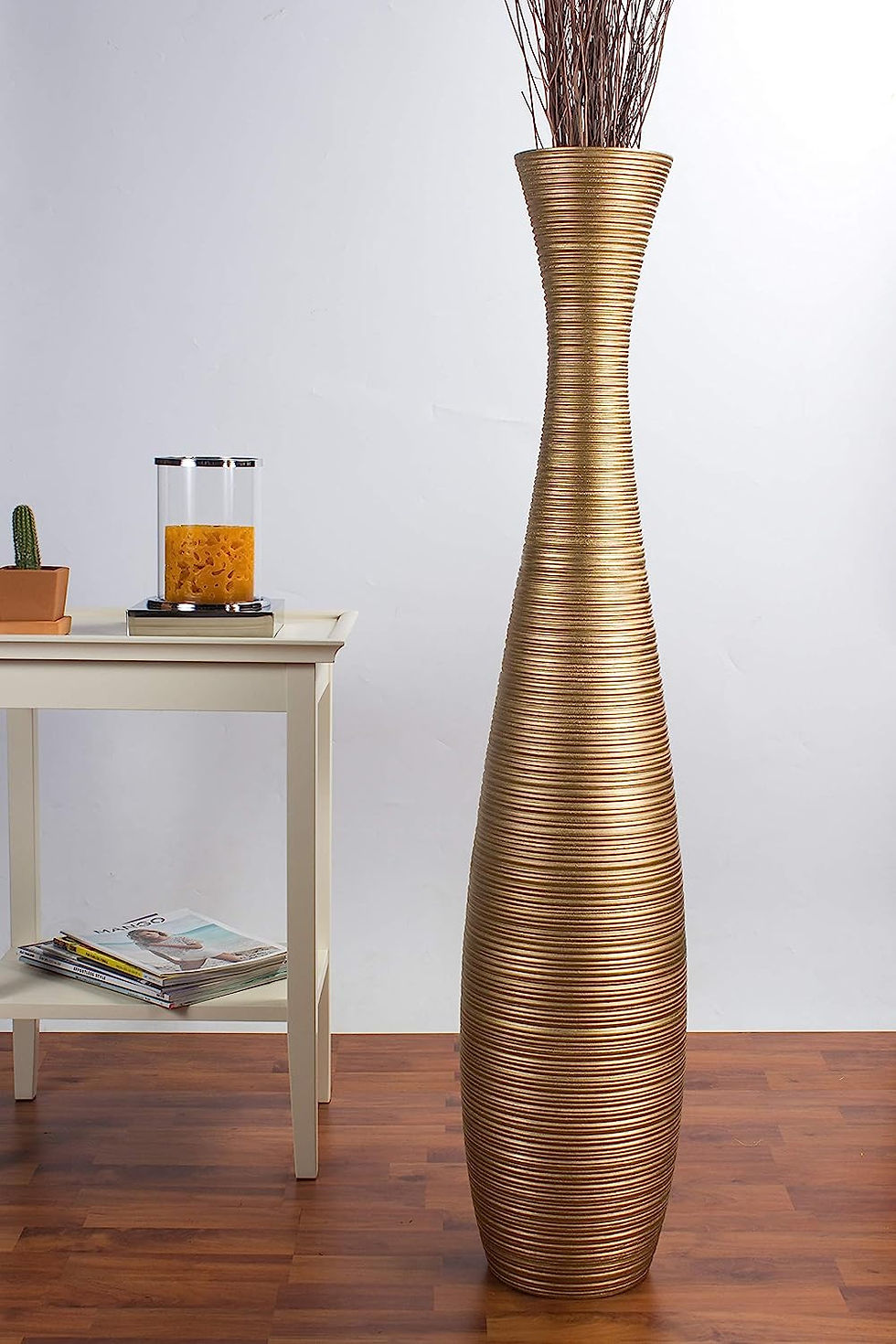 Thumbnail: LEEWADEE Large Floor Vase – Handmade Flower Holder Made of Wood, Sophisticate