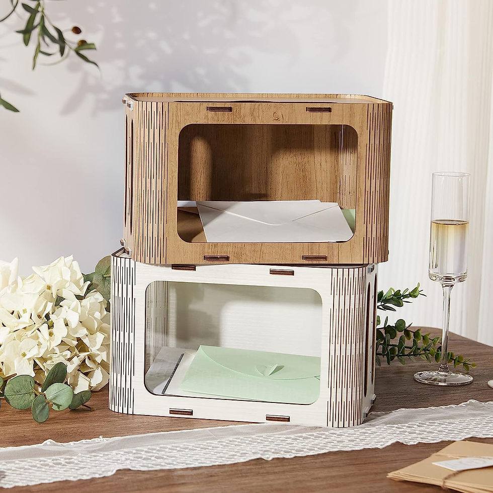 Thumbnail: AW BRIDAL Wedding Card Box for Wedding Reception, Gift Card Box Rustic Wood Mon