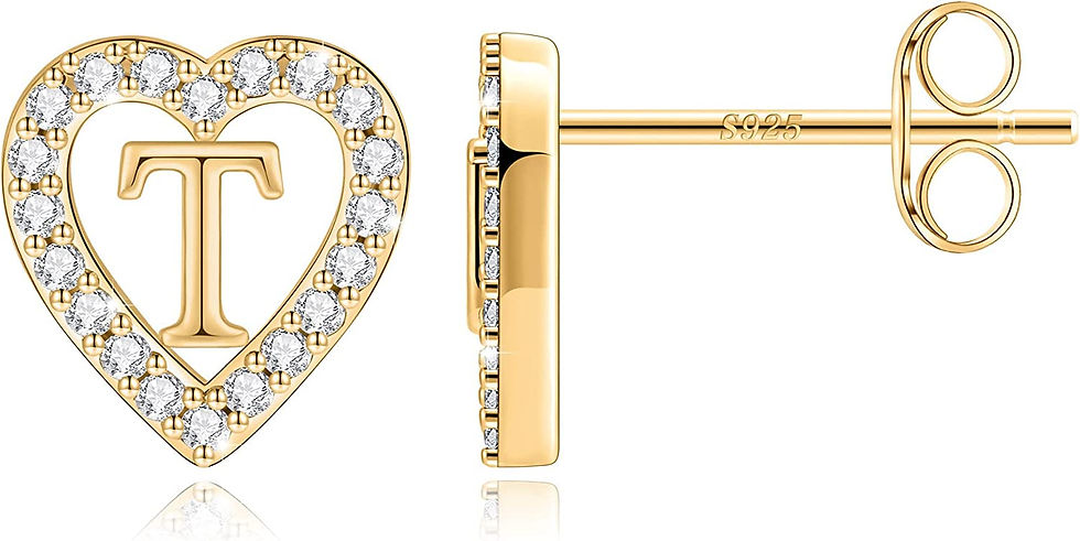 Thumbnail: Initial Earrings for Girls Women, 14K Solid Gold Over Earrings 925 Sterling Sil