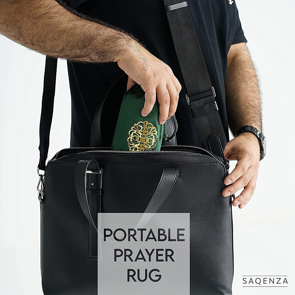 Thumbnail: SAQENZA Prayer Rug - Muslim Prayer Rug - Prayer Mat Travel Bag and Prayer Beads